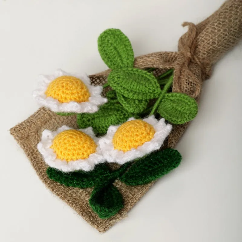 Crochet Handmade Tulip Bouquet (Yellow,White) - Set Of Three media 6