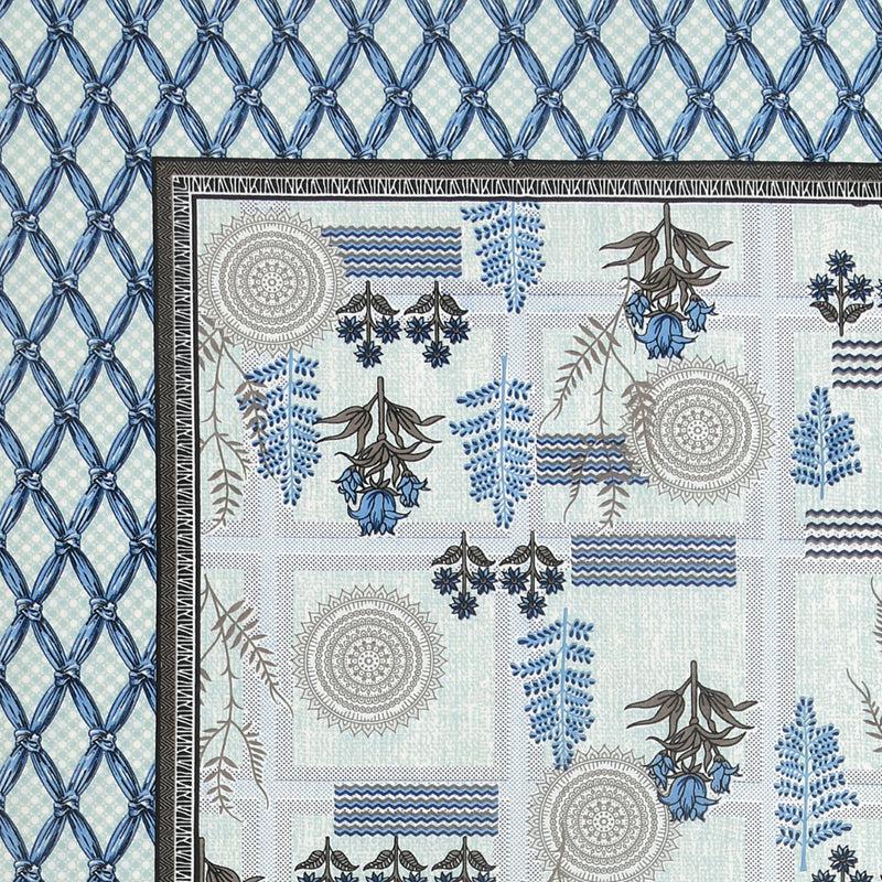 Jardin Joy Floral Cotton  Bedsheet (Blue) - 140 TC media 3