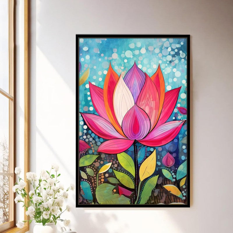Kaleidoscope Lotus Wall Art With Frame