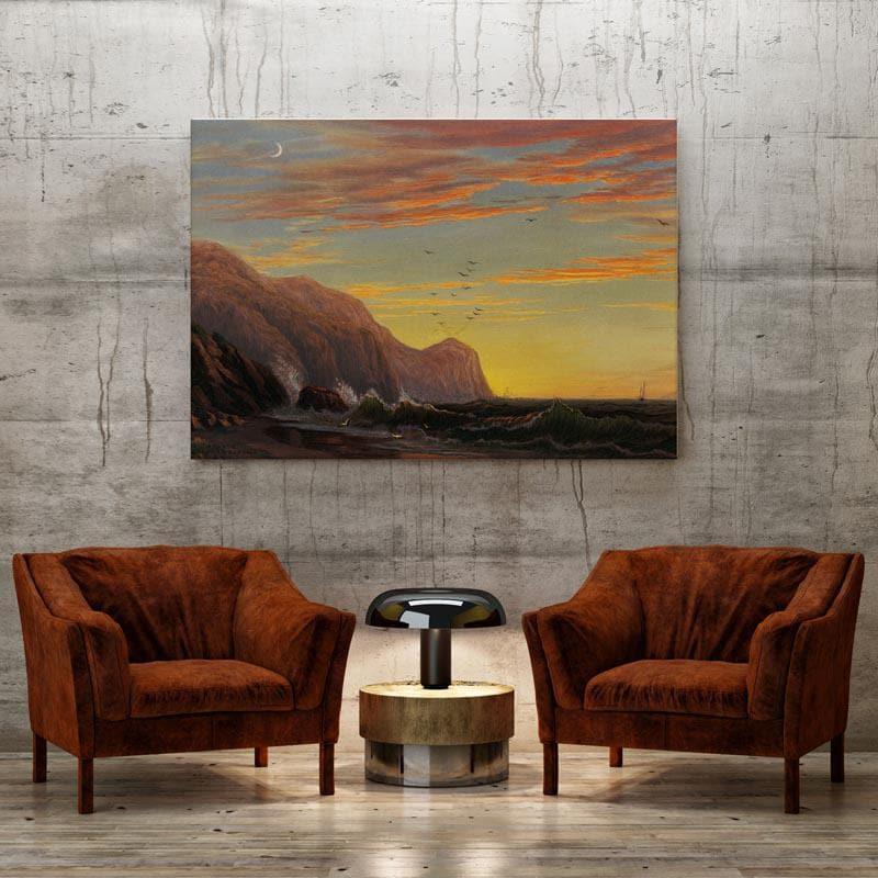 Sunset In The Mountains Canvas Wall Painting - Gallery Wrap