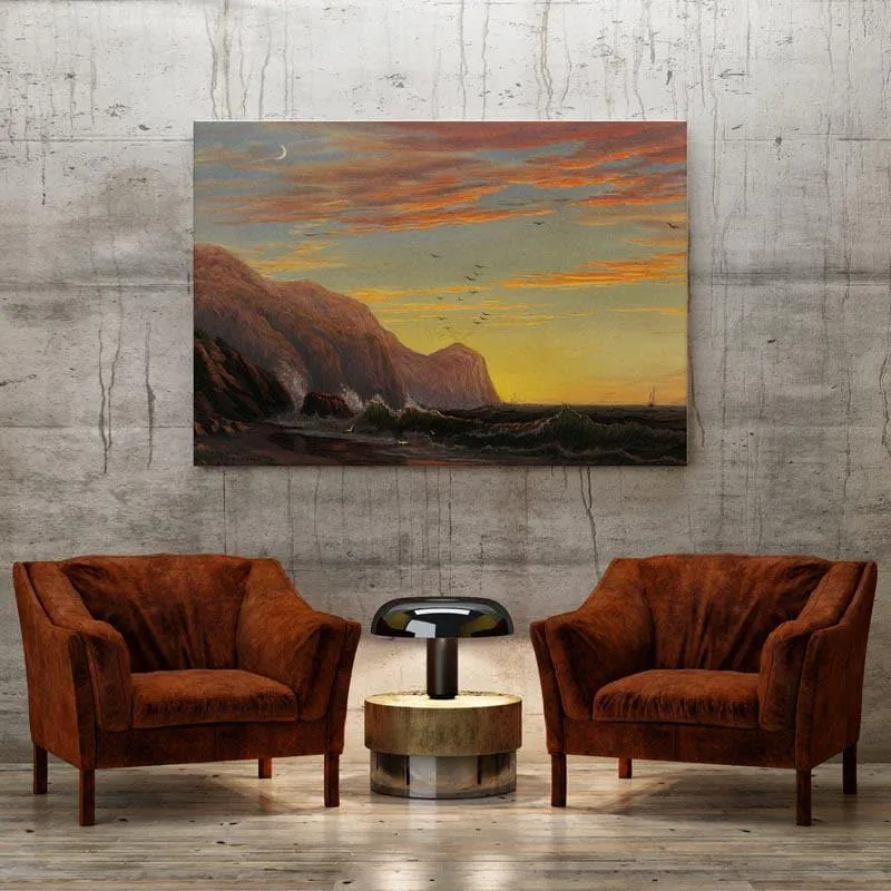 Sunset In The Mountains Canvas Wall Painting - Gallery Wrap media 1
