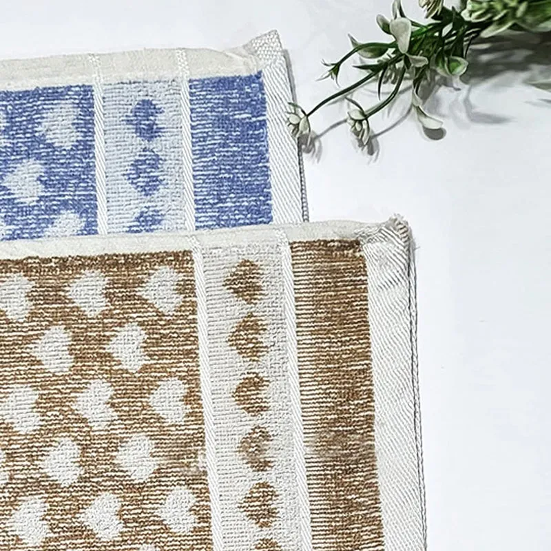Love Lace Cotton Hand Towel (Brown & Blue) - Set Of Two media 2