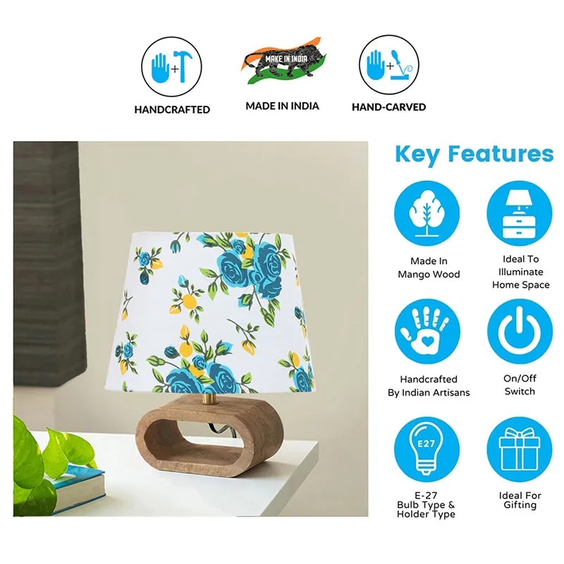 Garden Cotton & Wooden Table Lamp - Blue media 5