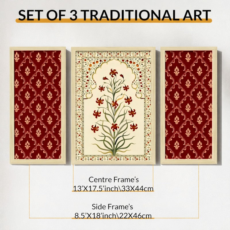 Floral Heritage Wall Art With Frame - Set of Three media 9