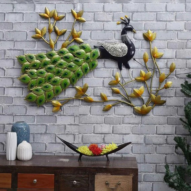 Vibrant Peacock Iron Wall Accent