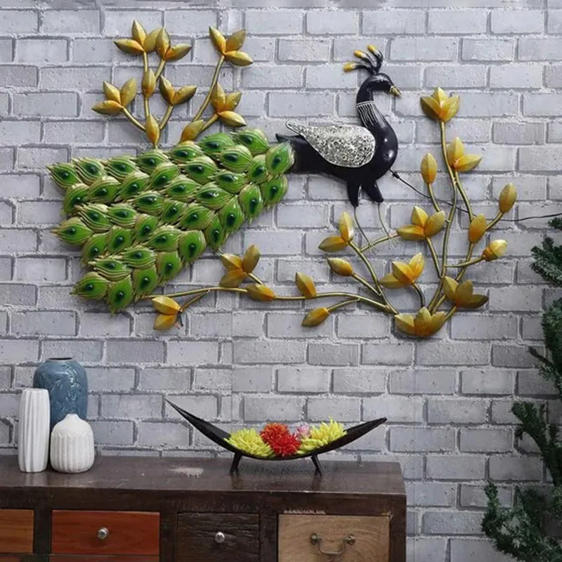 Vibrant Peacock Iron Wall Accent media 1