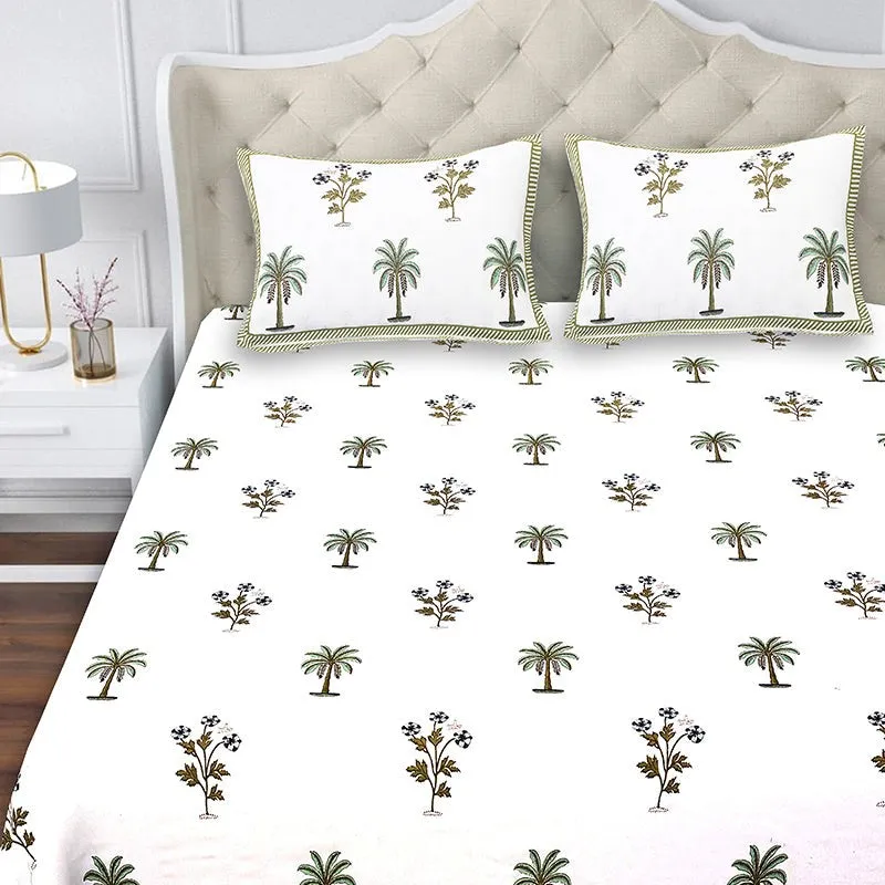 Haveli Cotton Bedsheet (White, Grey) - 180 TC media 4