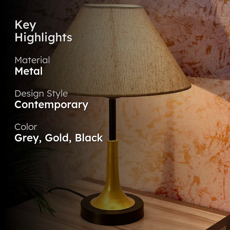 Arialla Cone Metal Table Lamp - Grey,Gold,Black media 2