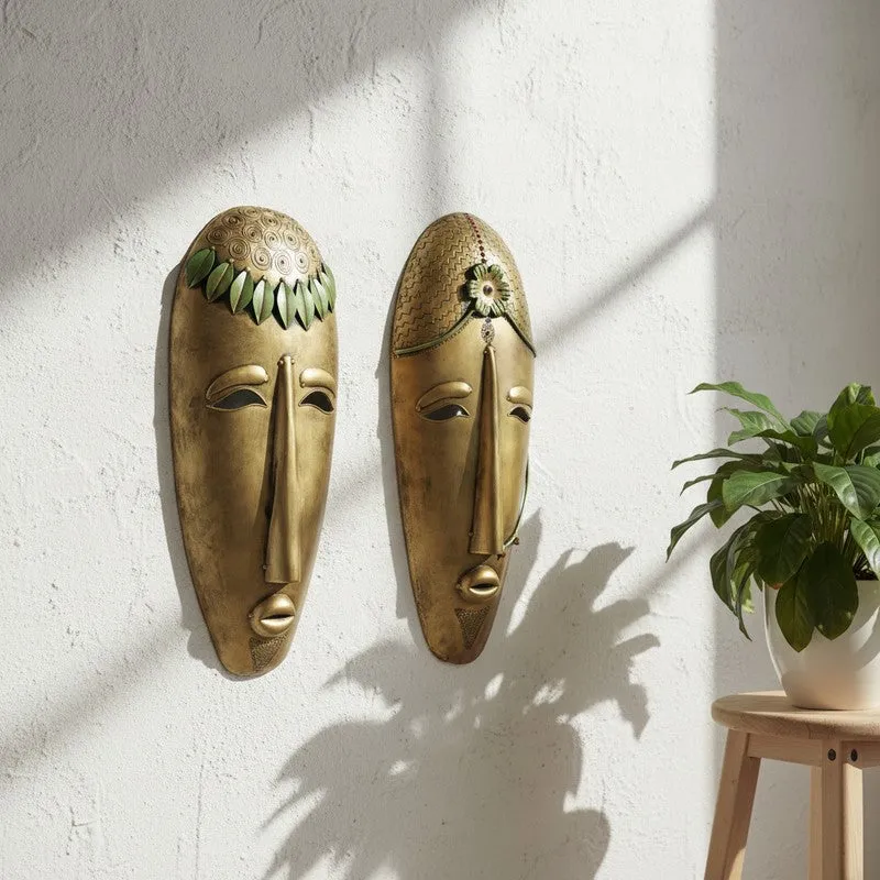 Tribal Mask Pair Iron Wall Accents - Set Of Two media 3