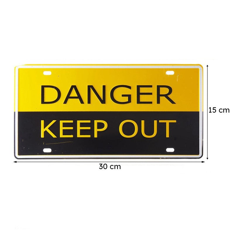 Danger Keep Out Yellow Sign Plate Metal Wall Accent media 7