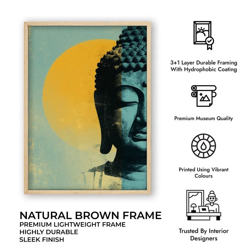 Buddha In Golden Aura III Archival Paper Wall Painting With Brown Frame media 9
