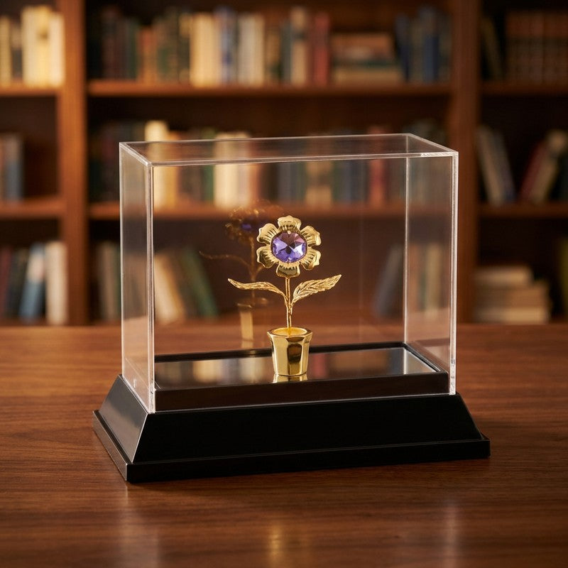 Floral Pot Crown 24K Gold Plated Mild Steel Showpiece