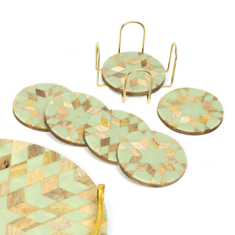Blue Star Round MDF Platter With Coaster - Eight Piece Set media 4