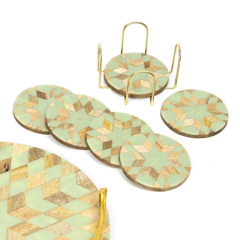 Blue Star Round MDF Platter With Coaster - Eight Piece Set media 4