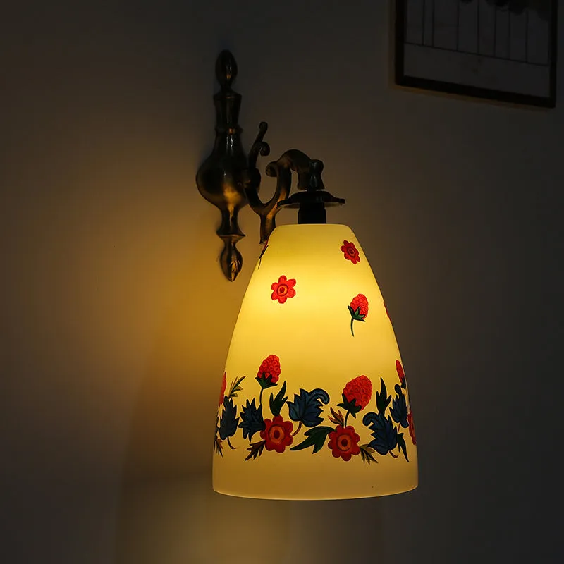 Antique Blossom Hand Painted Wall Lamp media 1