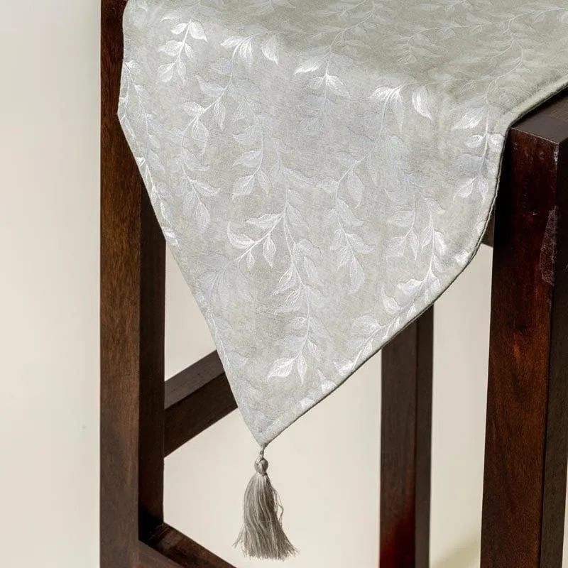 Elle Leafsy Jacquard Table Runner - Grey media 1