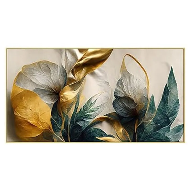 Opal Foliage Canvas Wall Painting With Frame media 4