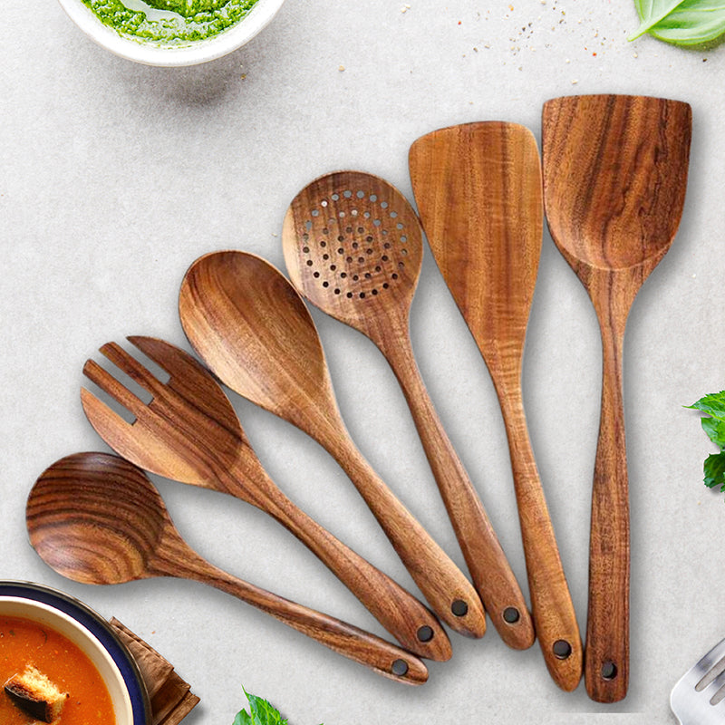 Knotis Sheesham Wood Serving Spoon - Six Piece Set image 5