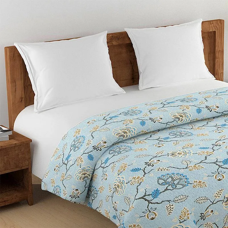 Swayam Hilda Floral Cotton Comforter (Light Blue) - 150 GSM media 3