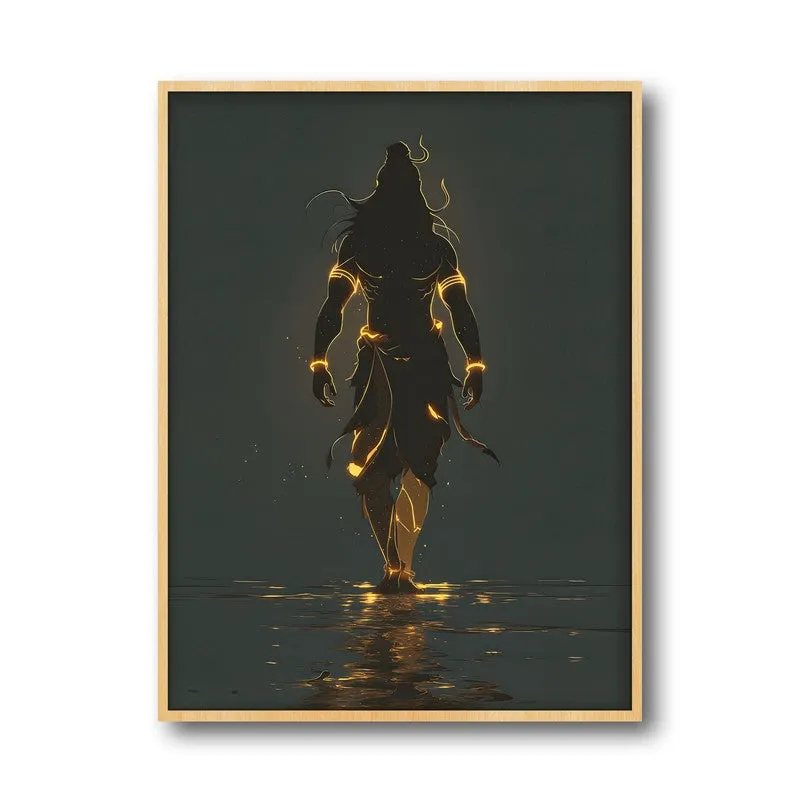 Powerful Lord Shiva Cosmic Energy Archival Paper Wall Art - Natural Brown Frame media 5