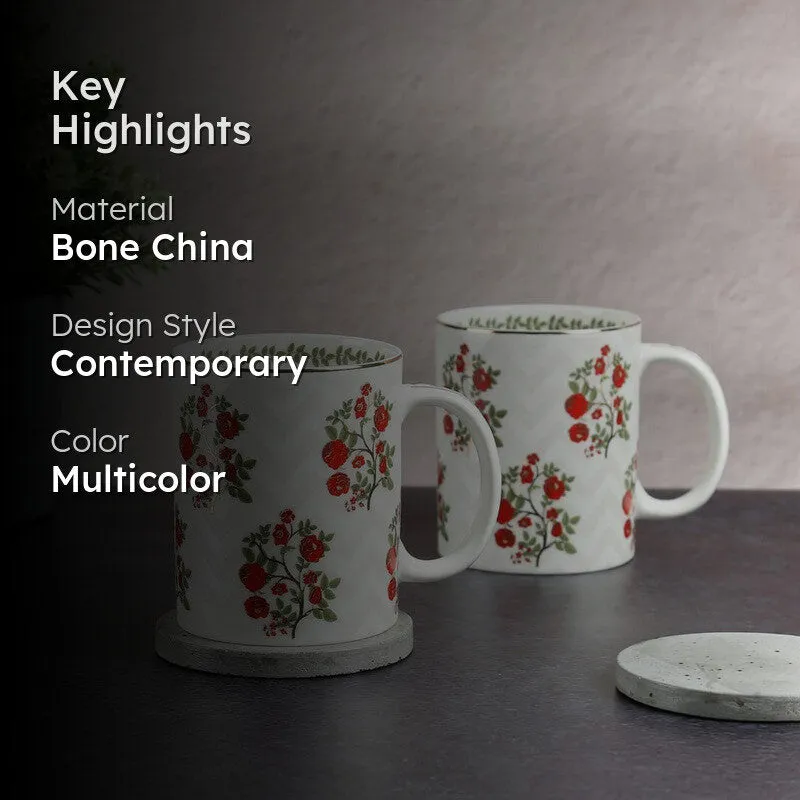India Circus Chevron Poppy Flower Mug (360 mL Each) - Set Of Two media 2