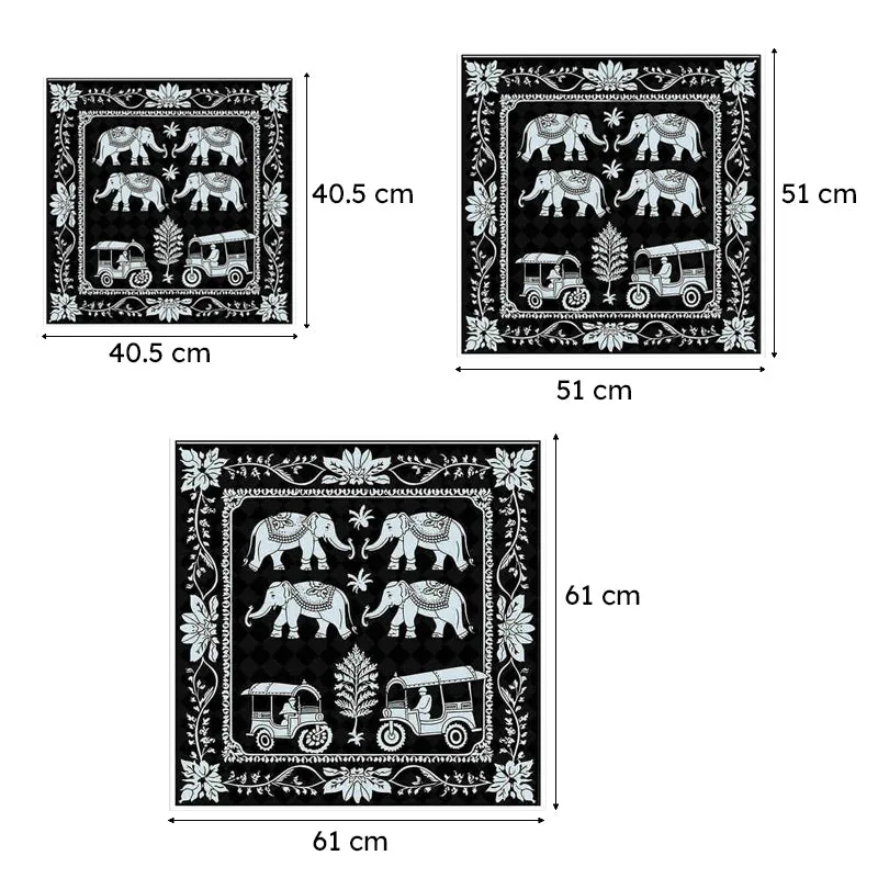 Monochrome Haathi Canvas Wall Art With Frame media 6