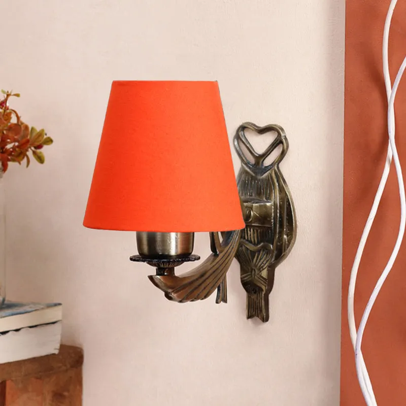 Love Gleam Atva Conical Fabric & Metal Wall Lamp - Orange media 3