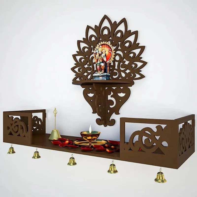 Prarthana Space Mandir with Shelf (Brown) media 4