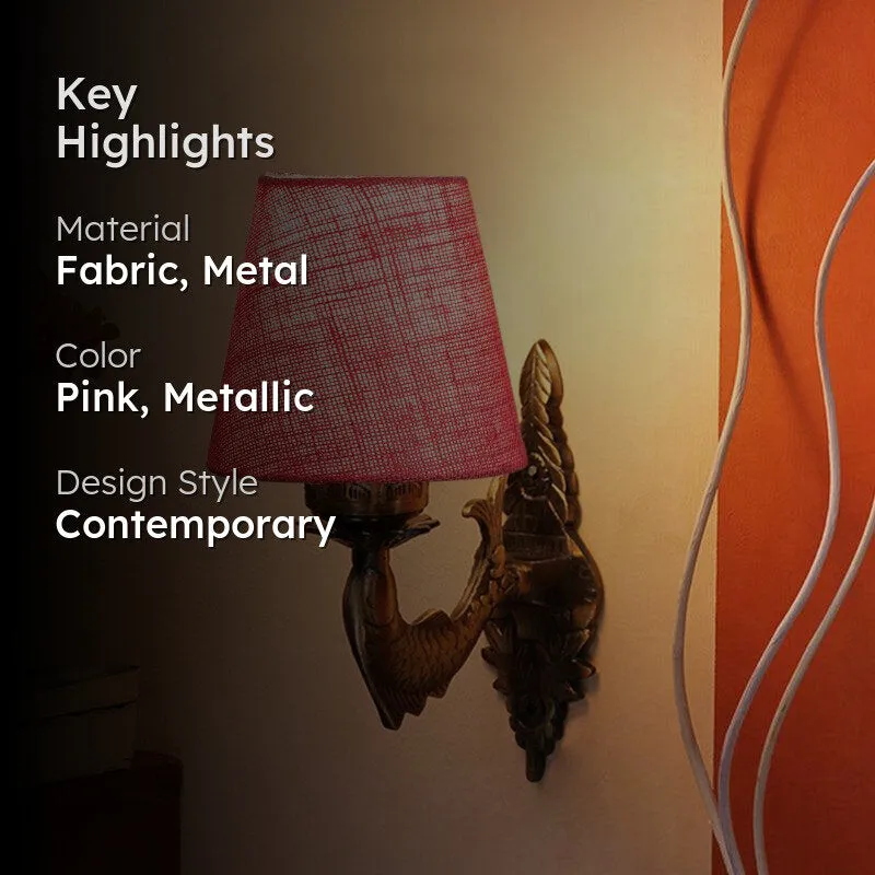 Ziada Stiva Conical Fabric & Metal Wall Lamp - Pink media 2