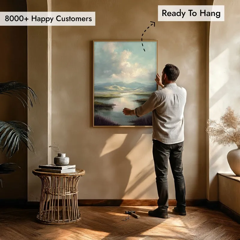 Meadow of Tranquility Archival Paper Wall Painting With Brown Frame media 5