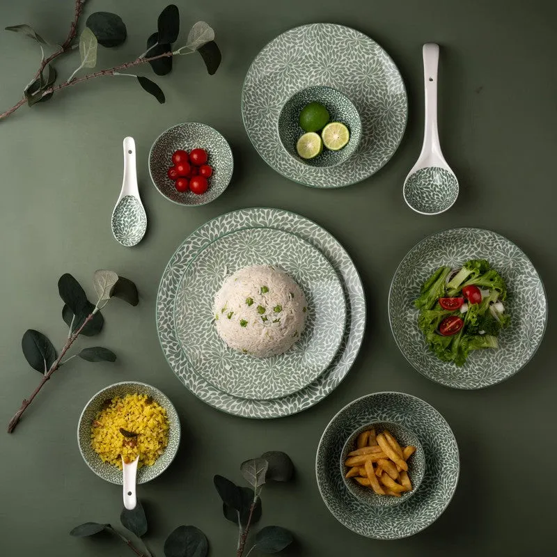 ServeHarbor Porcelain Dinner Set (Green) - 35 Piece Set media 4
