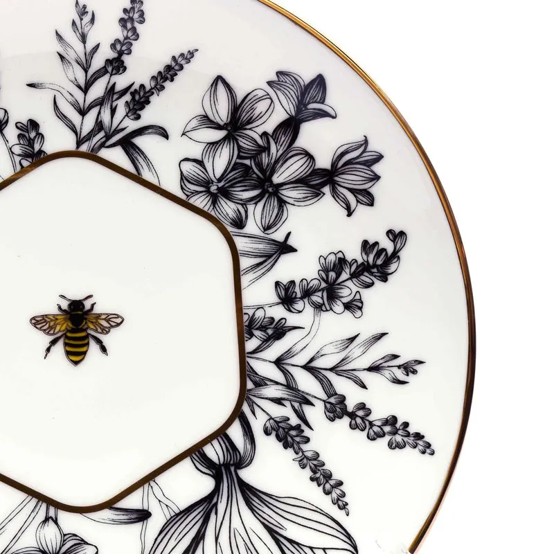 Gilded Bee 24k Gold Brushed Porcelain Dinner Set - 21 Piece Set media 7