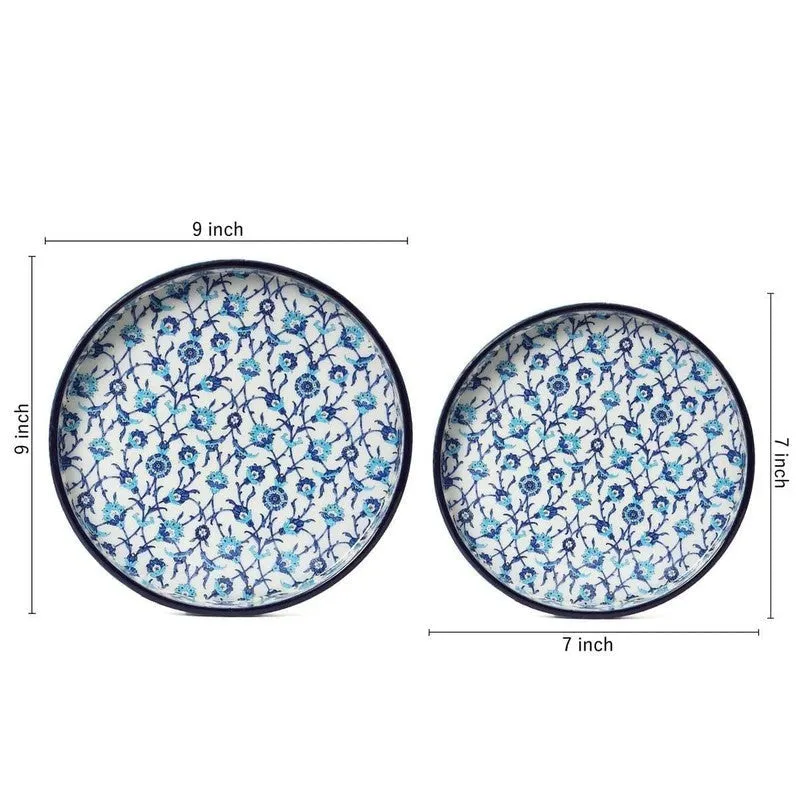 Indigo Florets Circular Serving Tray - Set Of Two media 6