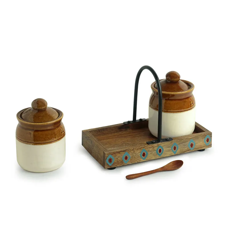 Achar Handglazed Ceramic Jar Set (225 ML) - Four Piece Set media 5