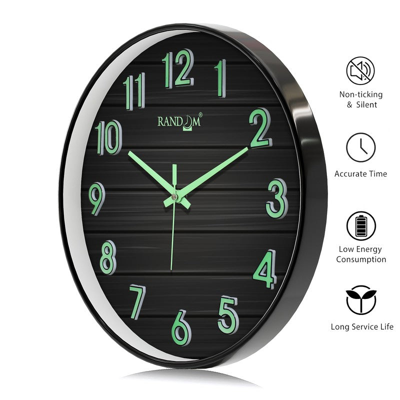 Elvric Round Modern Plastic Wall Clock - Black media 7