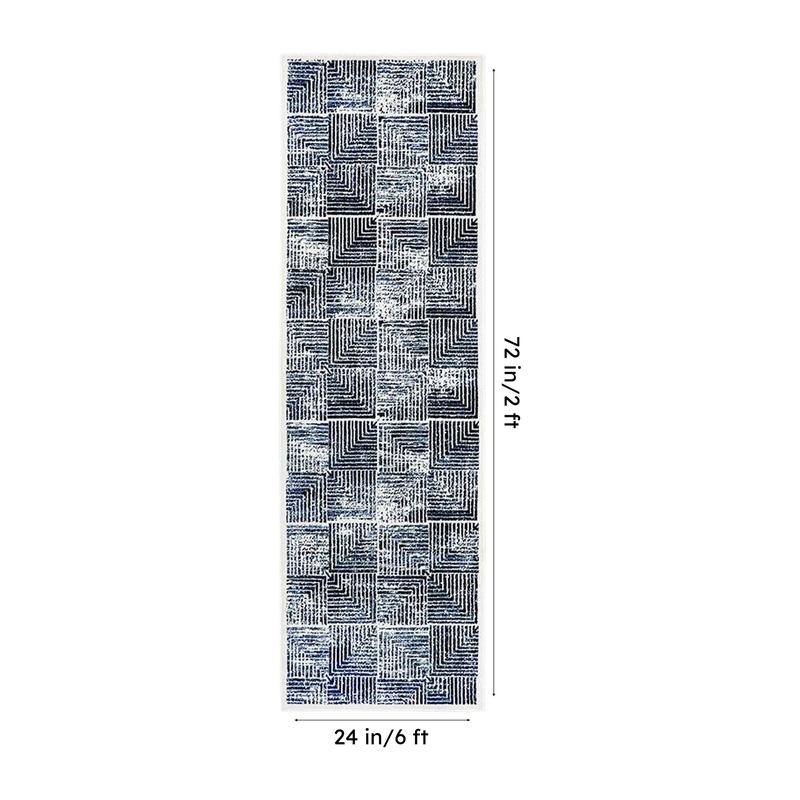 Merca Non-Anti Skid Nylon Runner Rug - Blue media 7