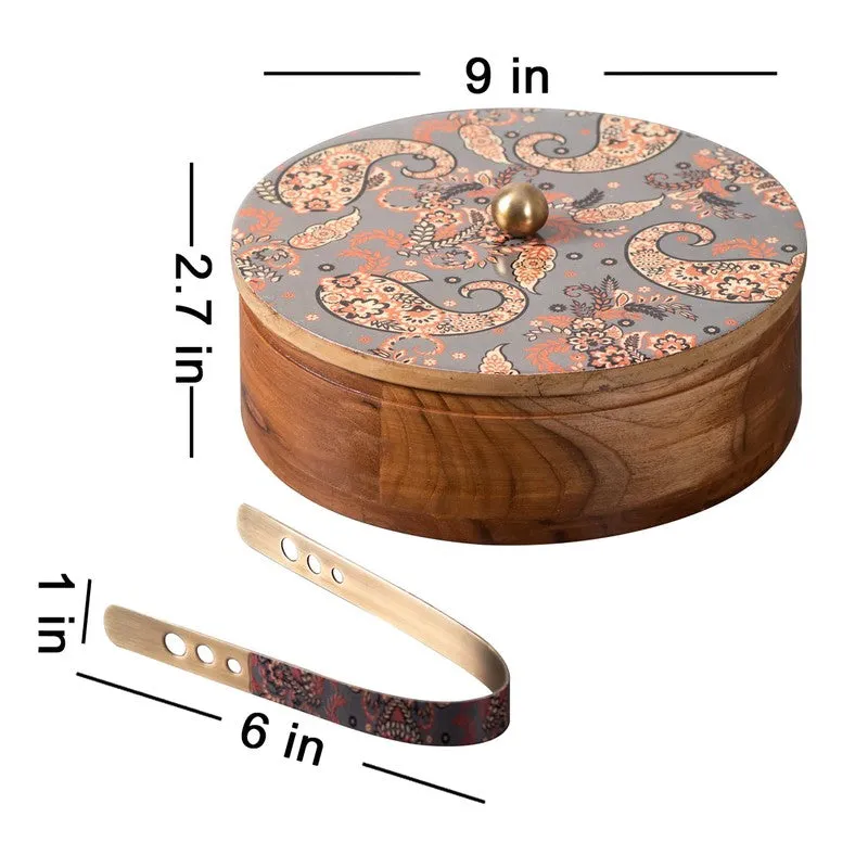 Naturix Teak Wood Round Masala Box - Three Piece Set media 8