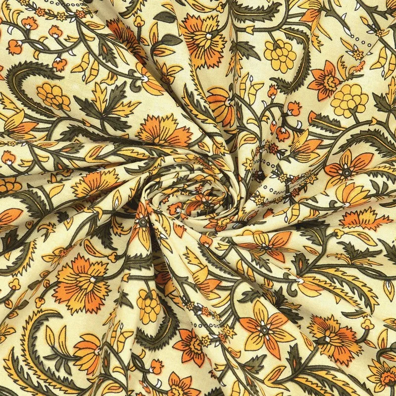 Formio Cotton Bedsheet (Yellow,Orange) - 240 TC media 5