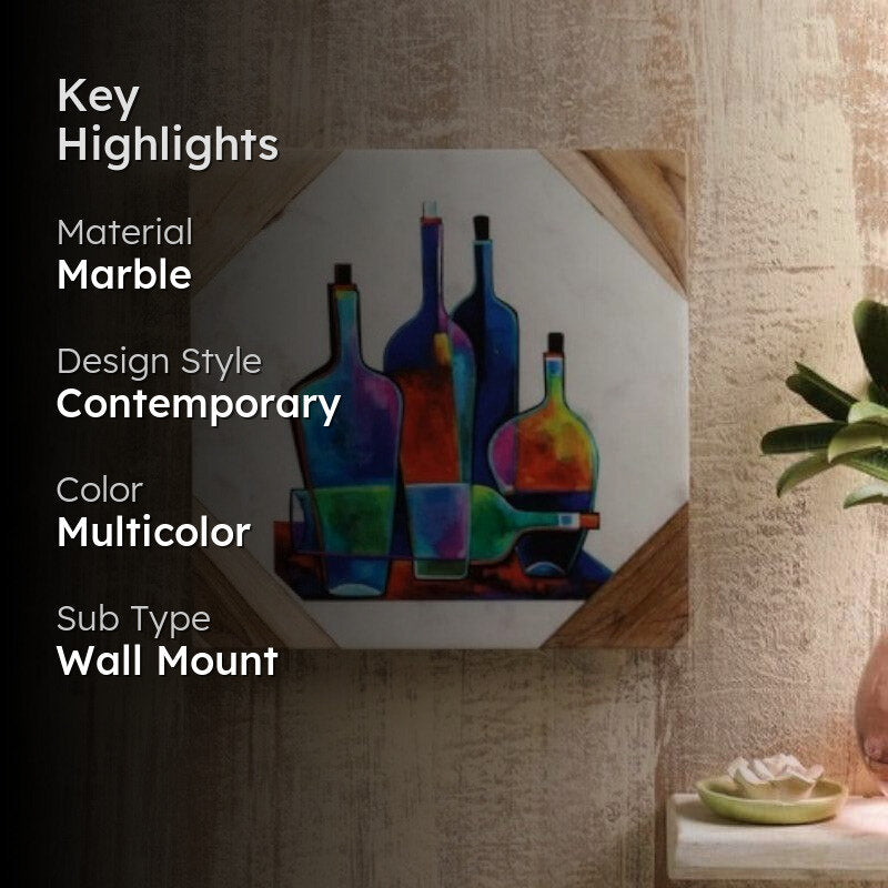 Bottle Stack Printed Marble Wall Accent media 2