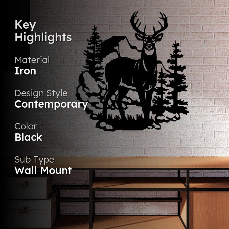 Reindeer Forest Black Iron Wall Accent media 2