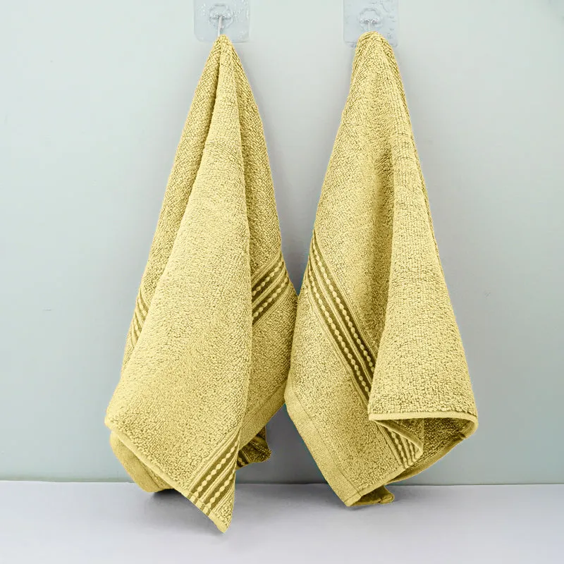 Micro Cotton LuxeDry Solid Hand Towel (Yellow) - Set Of Two media 3