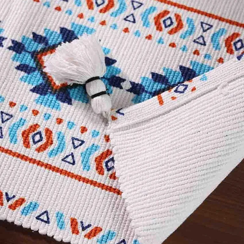 Aztec Handloom Tasseled Cotton Table Runner media 7