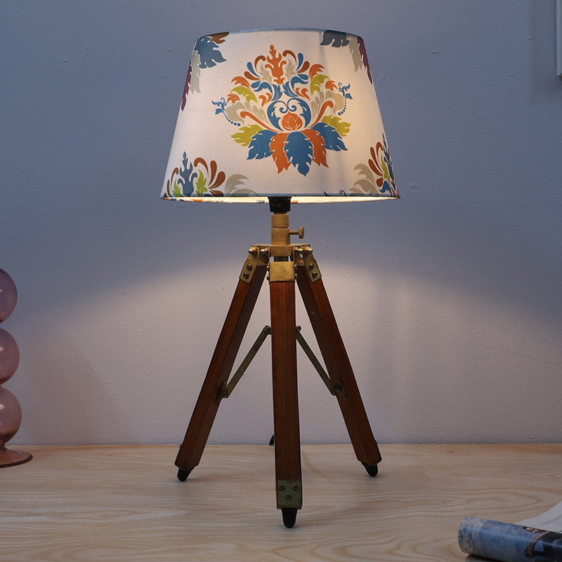 Nordlys Fold Printed Tripod Mango Wood Table Lamp - Multicolor