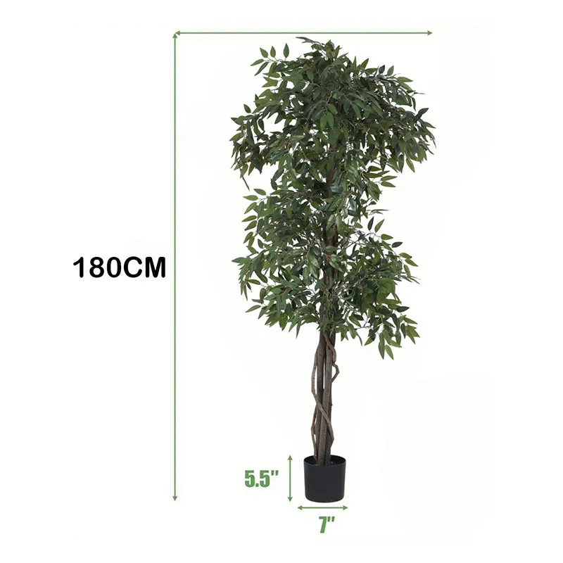 Grovera Artificial Smilax With Black Plastic Pot - 6 Feet media 6