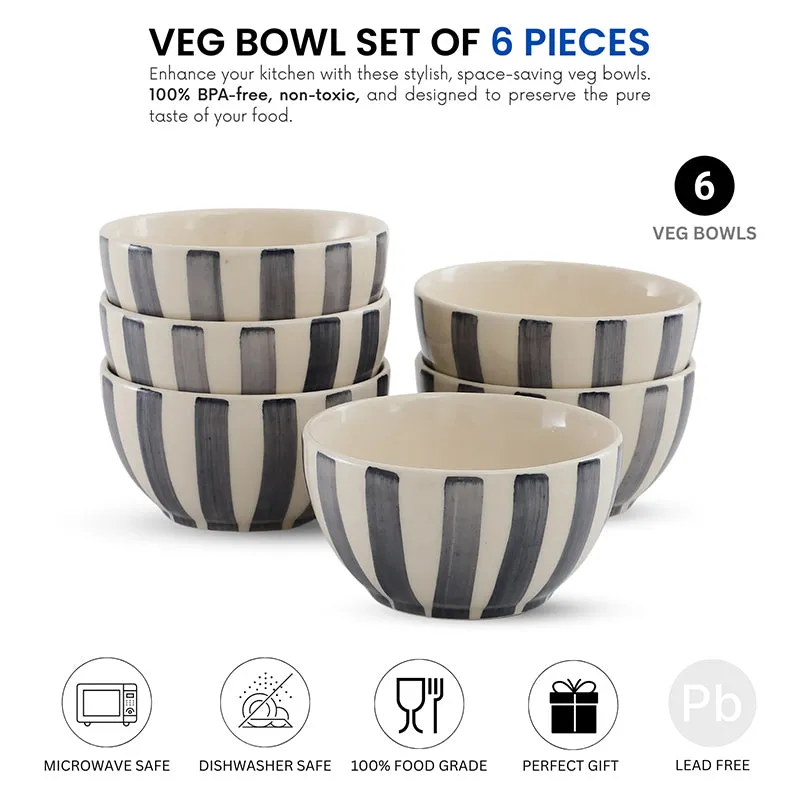 Cross Strips Ceramic Snack Bowl (180 mL) - Set Of Six media 3