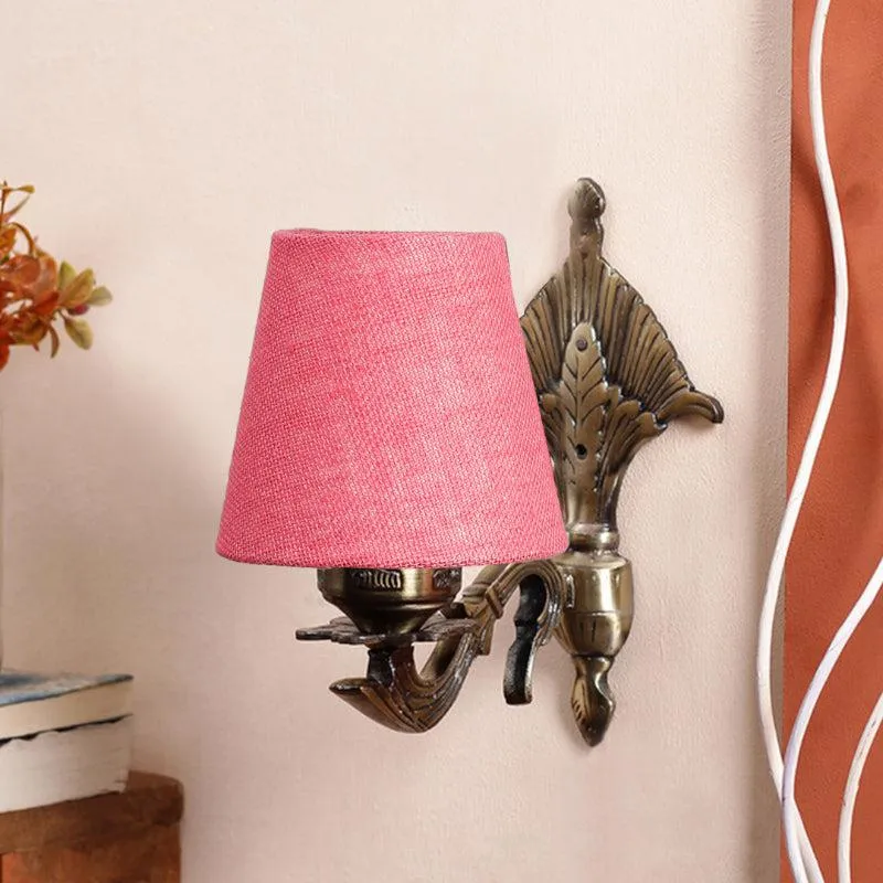 Magda Masique Conical Fabric & Metal Wall Lamp - Pink media 3