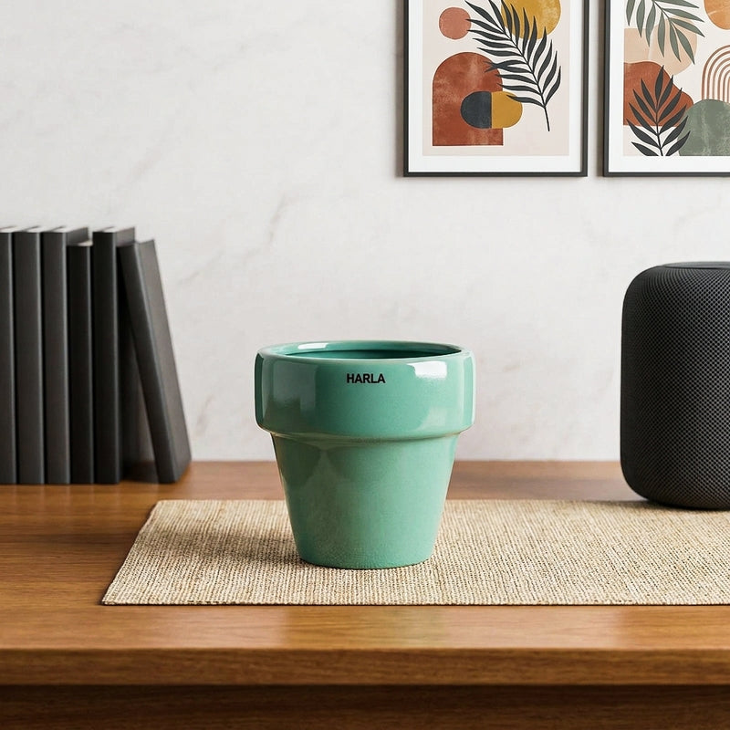 Ugaoo The Dream Ceramic Pot (13 CM) - Aqua Green - 5.1x5.1x5.5 Inches