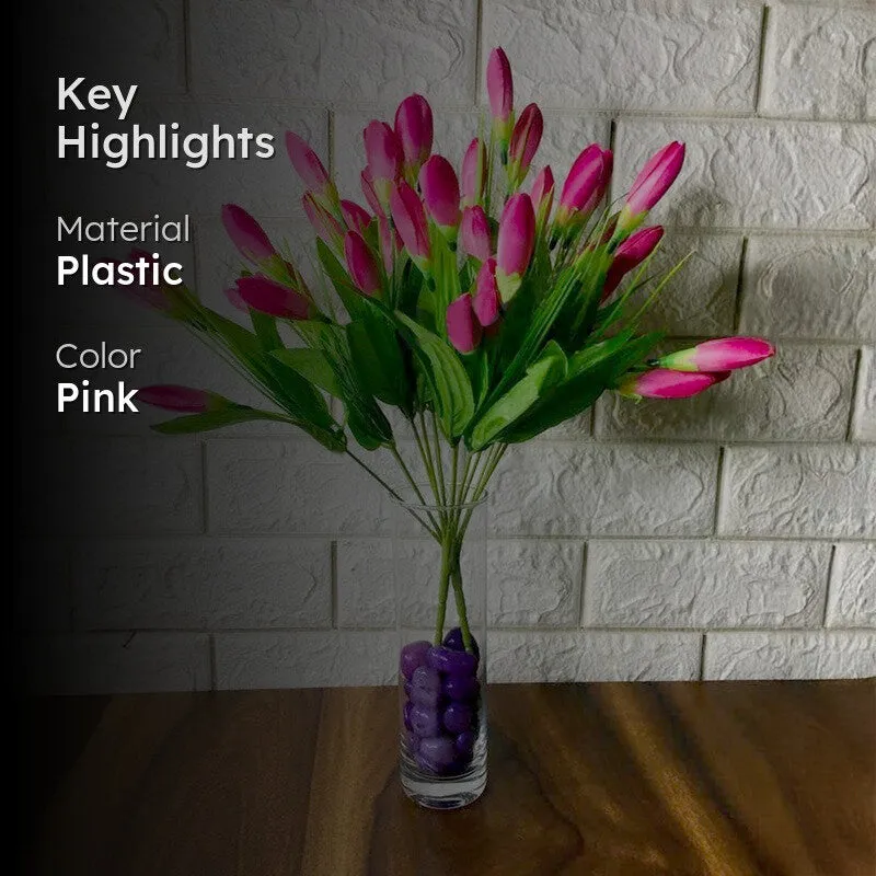 Artificial Flower Bouquet (Pink) Perfect for Living Room & Office media 2