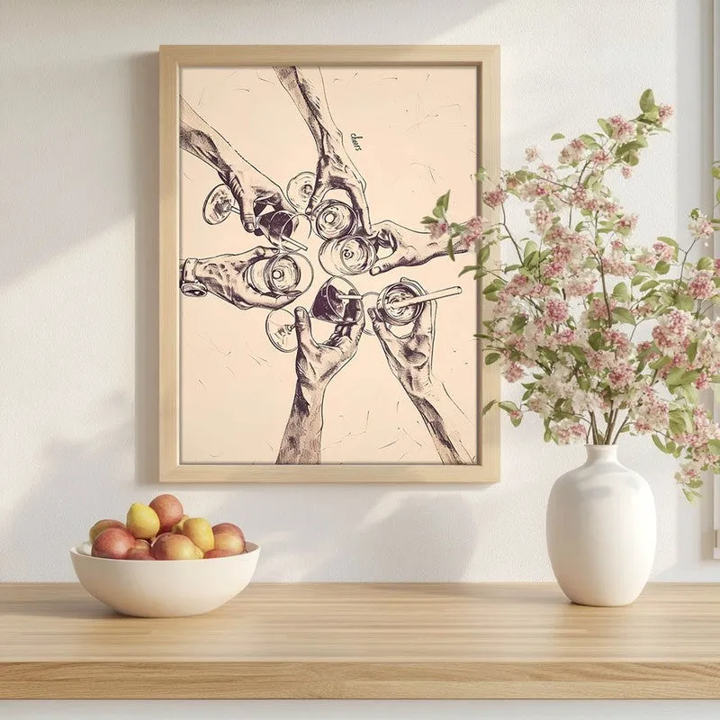 Sparkling Sip Archival Canvas Wall Art - Brown media 1