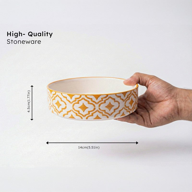 Feastio Ceramic Salad Bowl (Yellow & White/350 mL) - Set of Four media 8